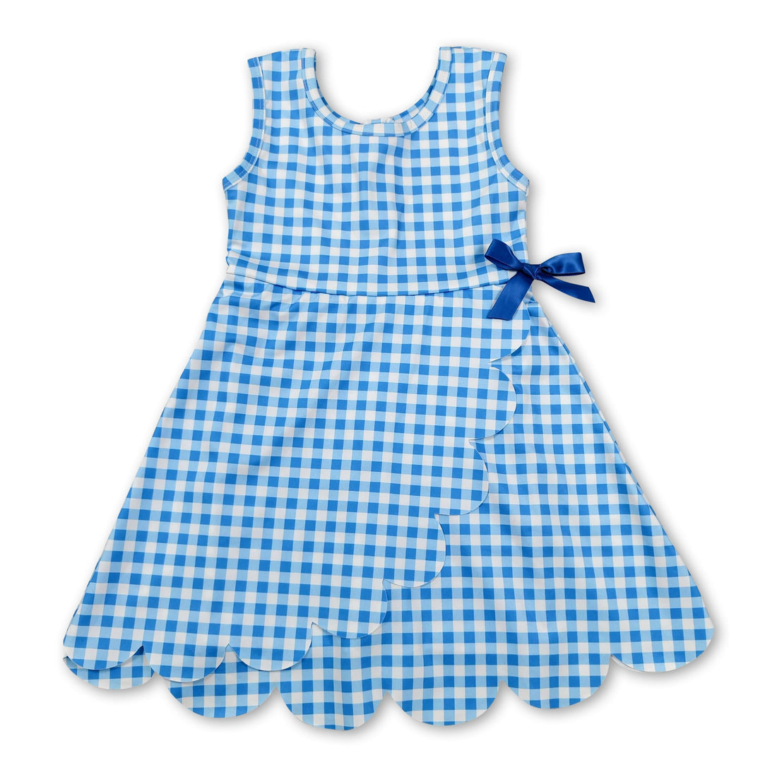 Light blue plaid sleeveless kids&