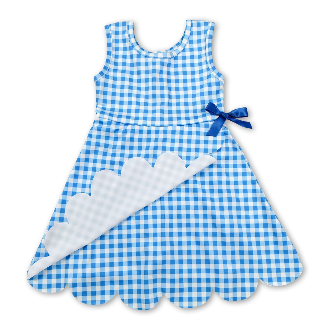 Light blue plaid sleeveless girls&