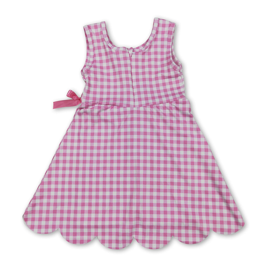 Pink plaid scallop sleeveless girls&