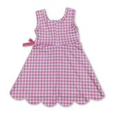 Pink plaid scallop sleeveless girls&