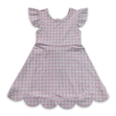 Pink plaid flutter sleeves scallop kids&