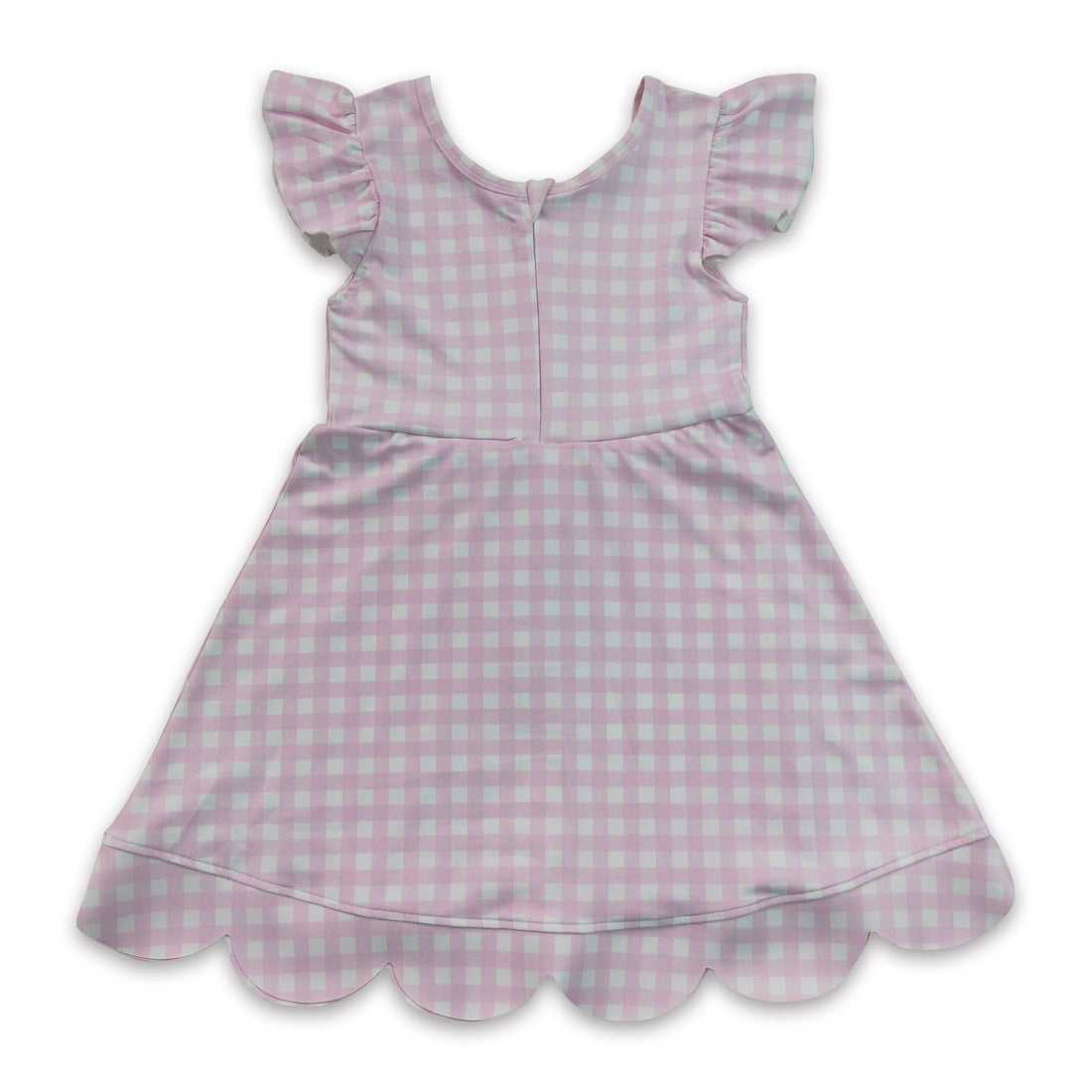 Pink plaid flutter sleeves scallop kids&