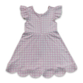 Pink plaid flutter sleeves scallop kids&