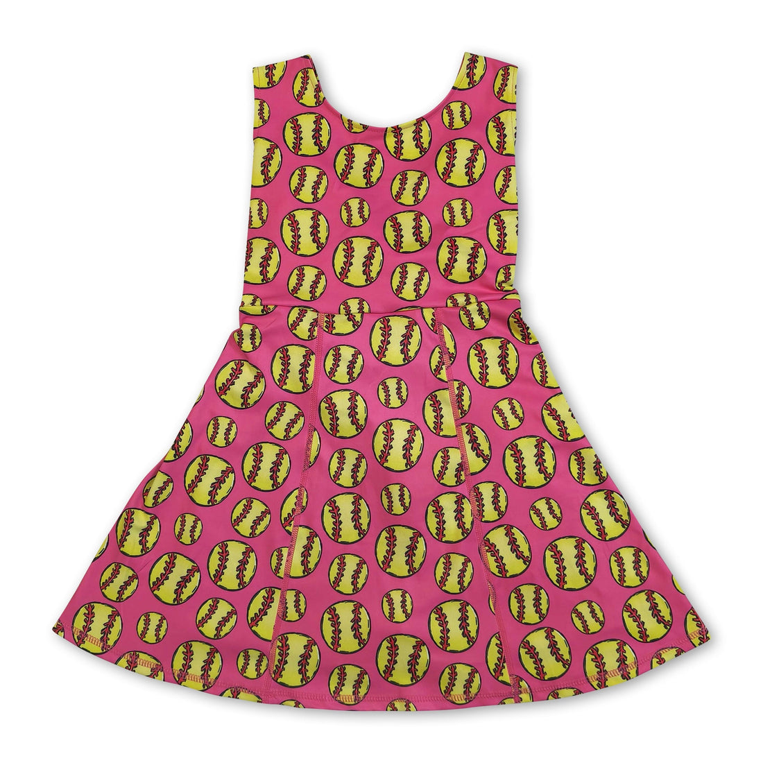 Kids girls sleeveless softball summer athletic dress by Mini Rodeo, short sleeve design with breathable fabric and sporty style.