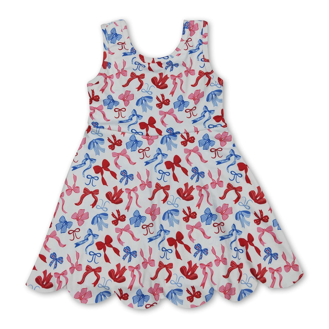 Red and blue bow scallop girls&