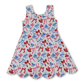Red and blue bow scallop girls&