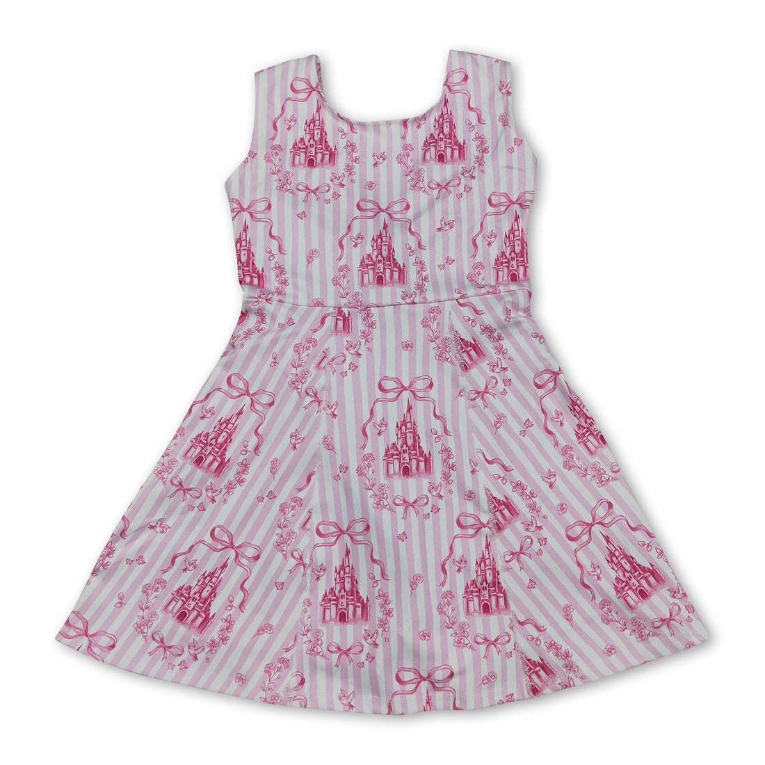 Pink sleeveless stripe bow castle girls&