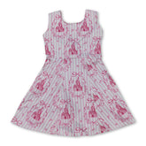 Pink sleeveless stripe bow castle girls&