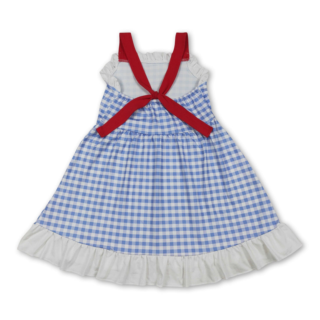White ruffle plaid girls&