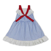 White ruffle plaid girls&