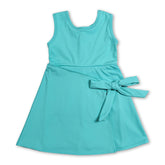 Solid sleeveless bow girls&