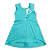 Solid sleeveless bow athletic dress for girls by Mini Rodeo, featuring a short sleeve design and playful bow detail.