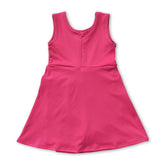 Sleeveless hot pink bow girls&