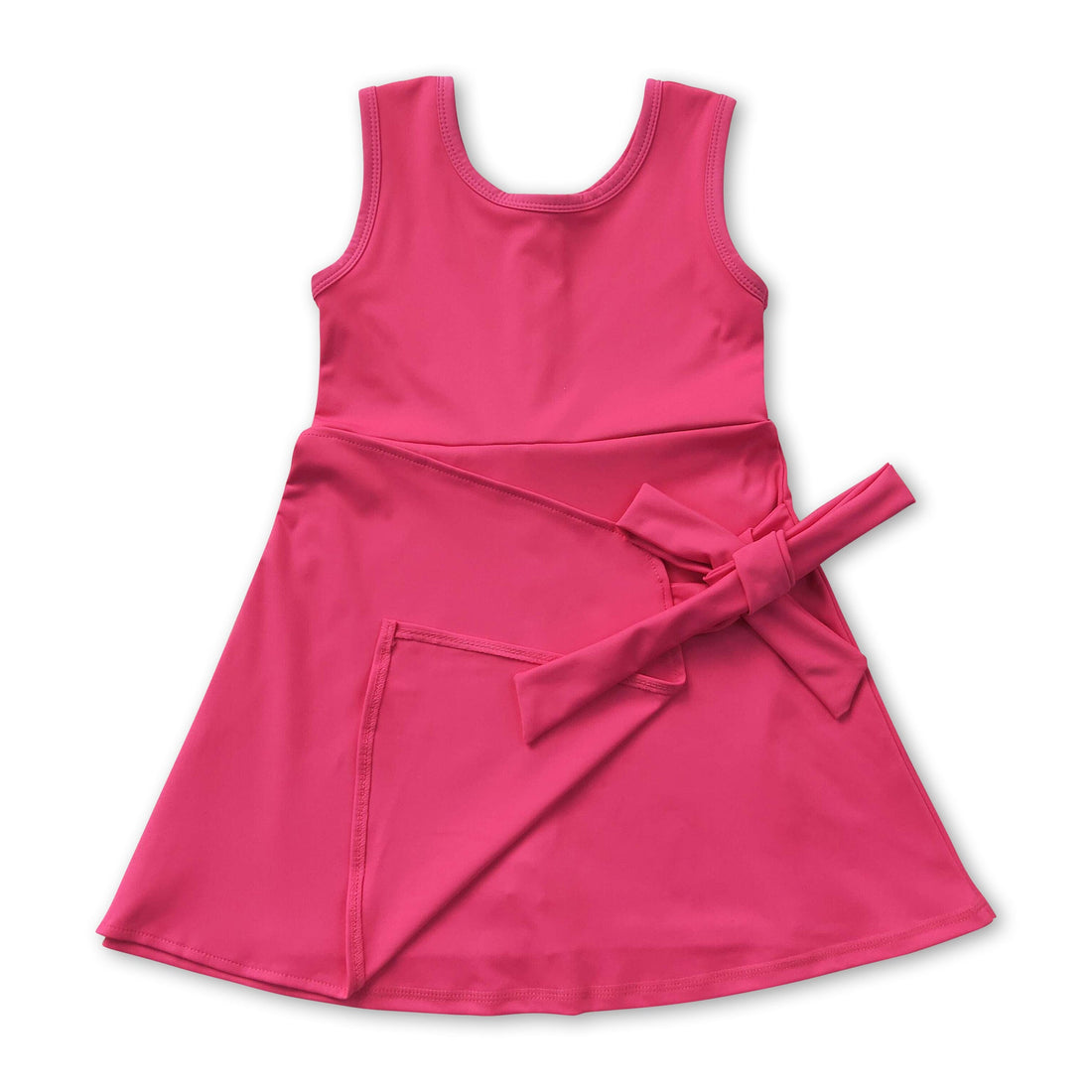 Sleeveless hot pink bow girls&