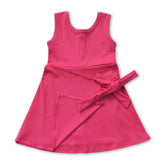 Sleeveless hot pink bow girls&