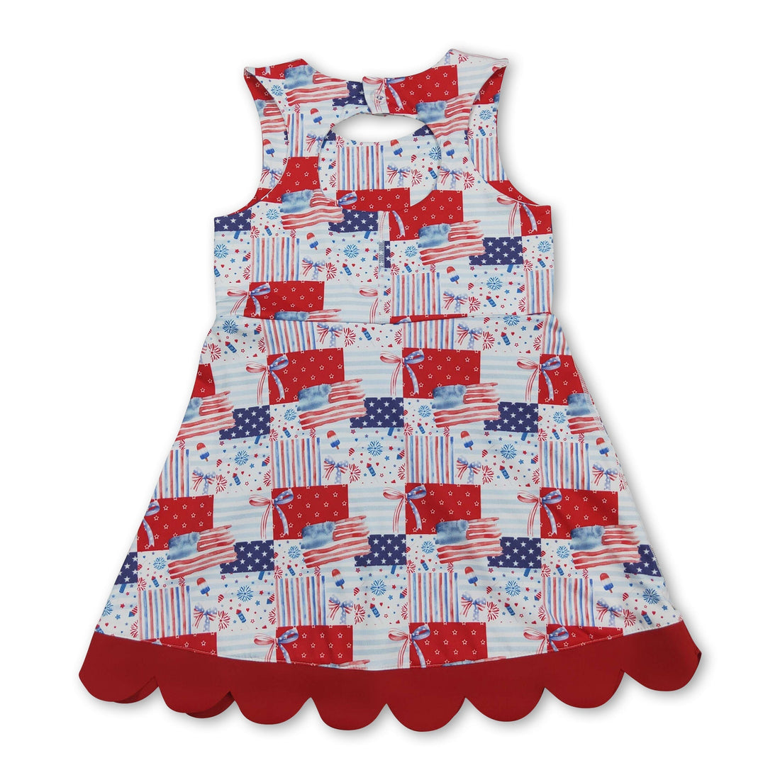 Mini Rodeo sleeveless flag bow scallop girls&