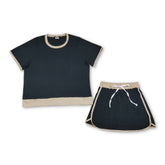 Black cotton top and skirt women’s outfit set by Mini Rodeo, featuring a stylish and comfortable matching ensemble for adult women.