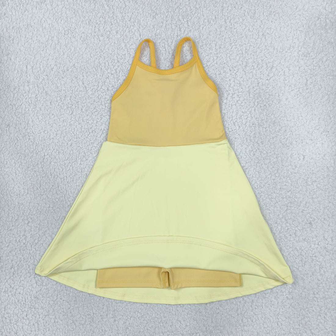Light dark yellow straps kids girls summer athletic dress