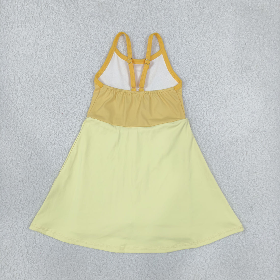 Light dark yellow straps kids girls summer athletic dress
