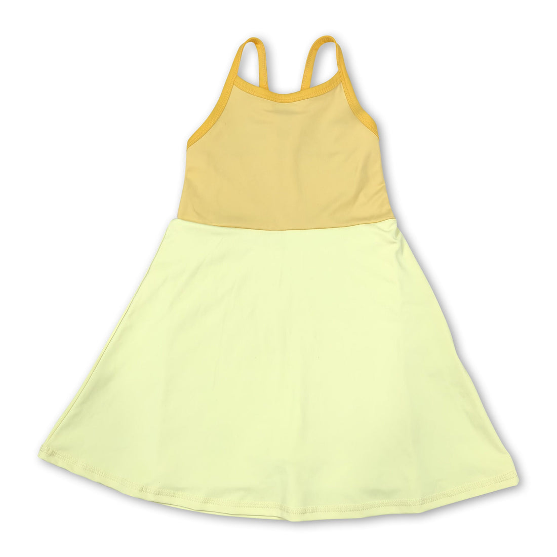 Light dark yellow straps kids girls summer athletic dress