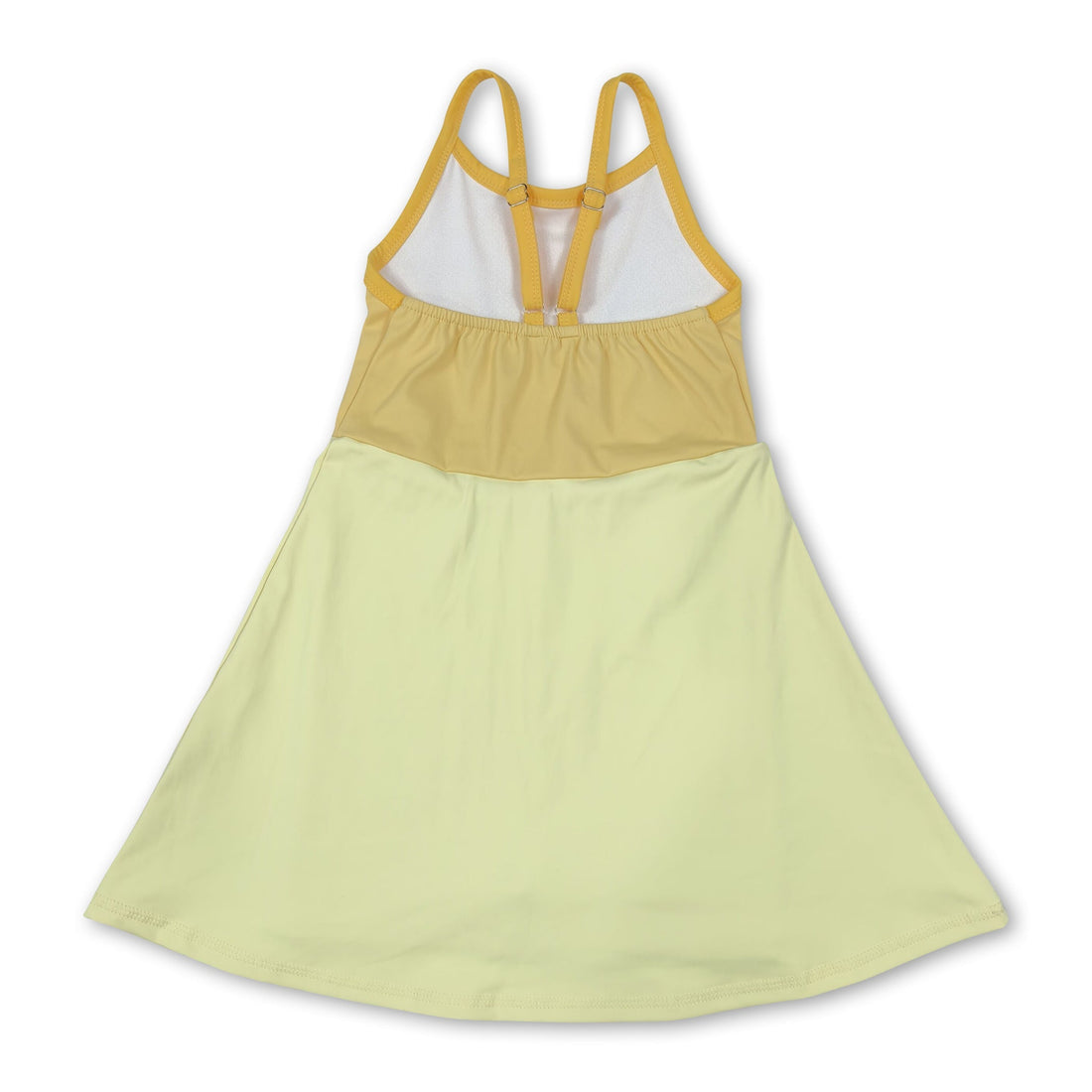Light dark yellow straps kids girls summer athletic dress