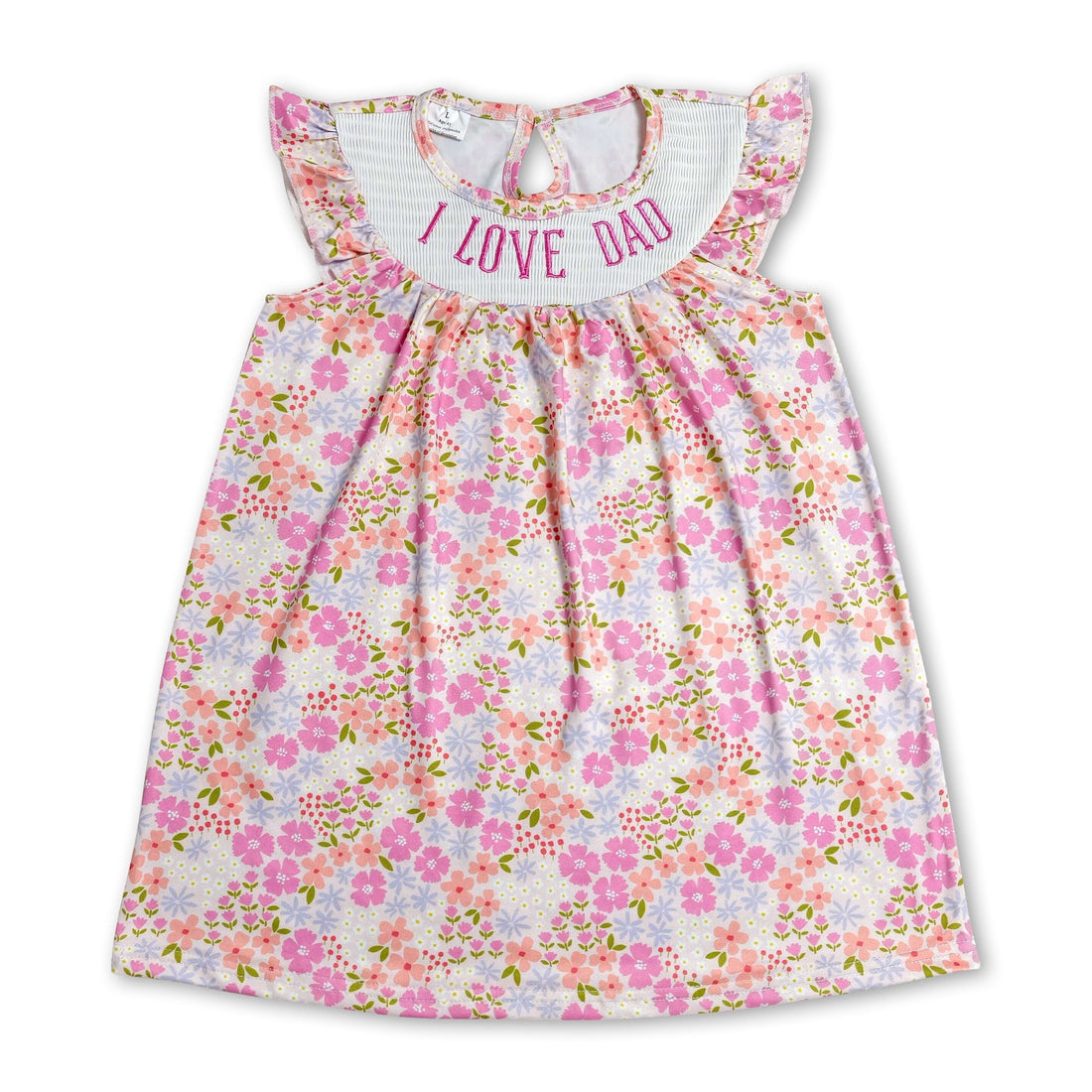 Mini Rodeo floral kids girls short sleeve dress with flutter sleeves, perfect for little girls who love adorable, colorful styles.