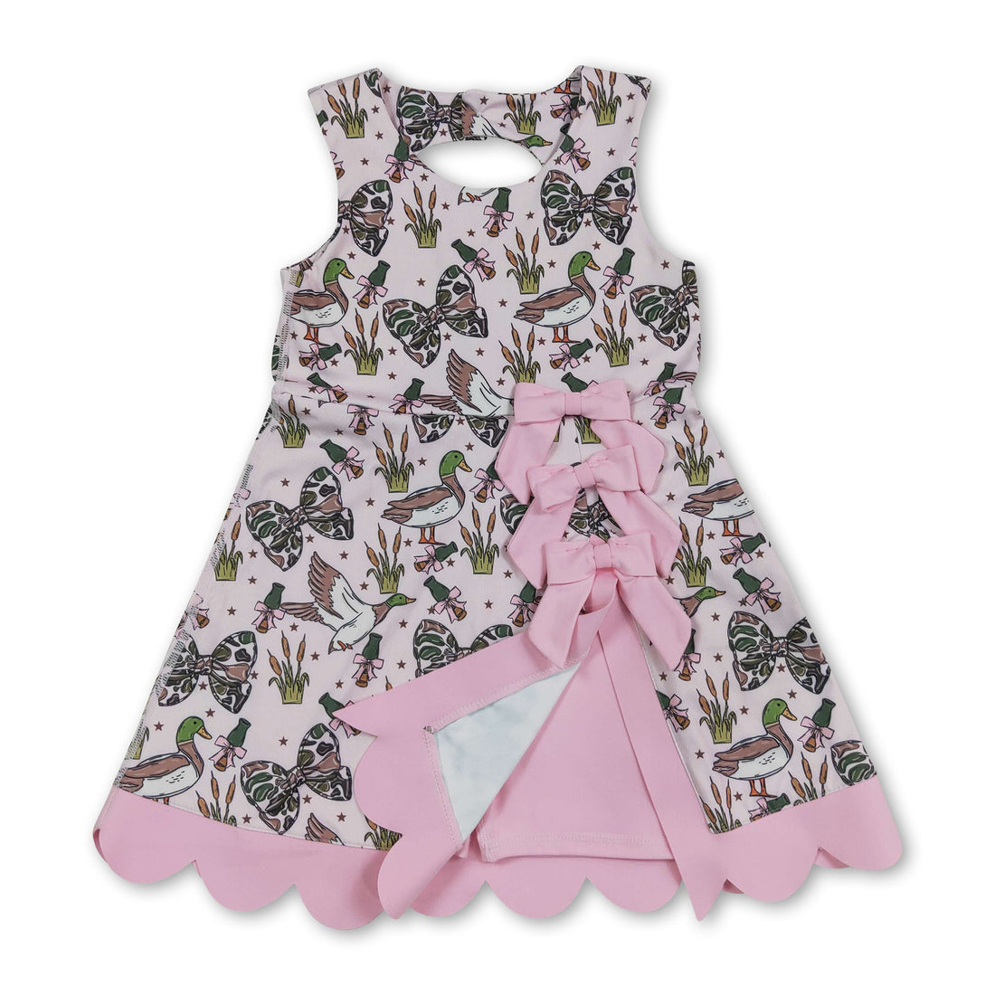 Sleeveless camo bow duck scallop girls&