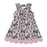 Sleeveless camo bow duck scallop kids girls athletic dress by Mini Rodeo, featuring short sleeves and a playful scalloped hem.