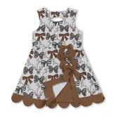 Mini Rodeo sleeveless camo bow deer scallop kids girls athletic dress, featuring short sleeves and playful design.