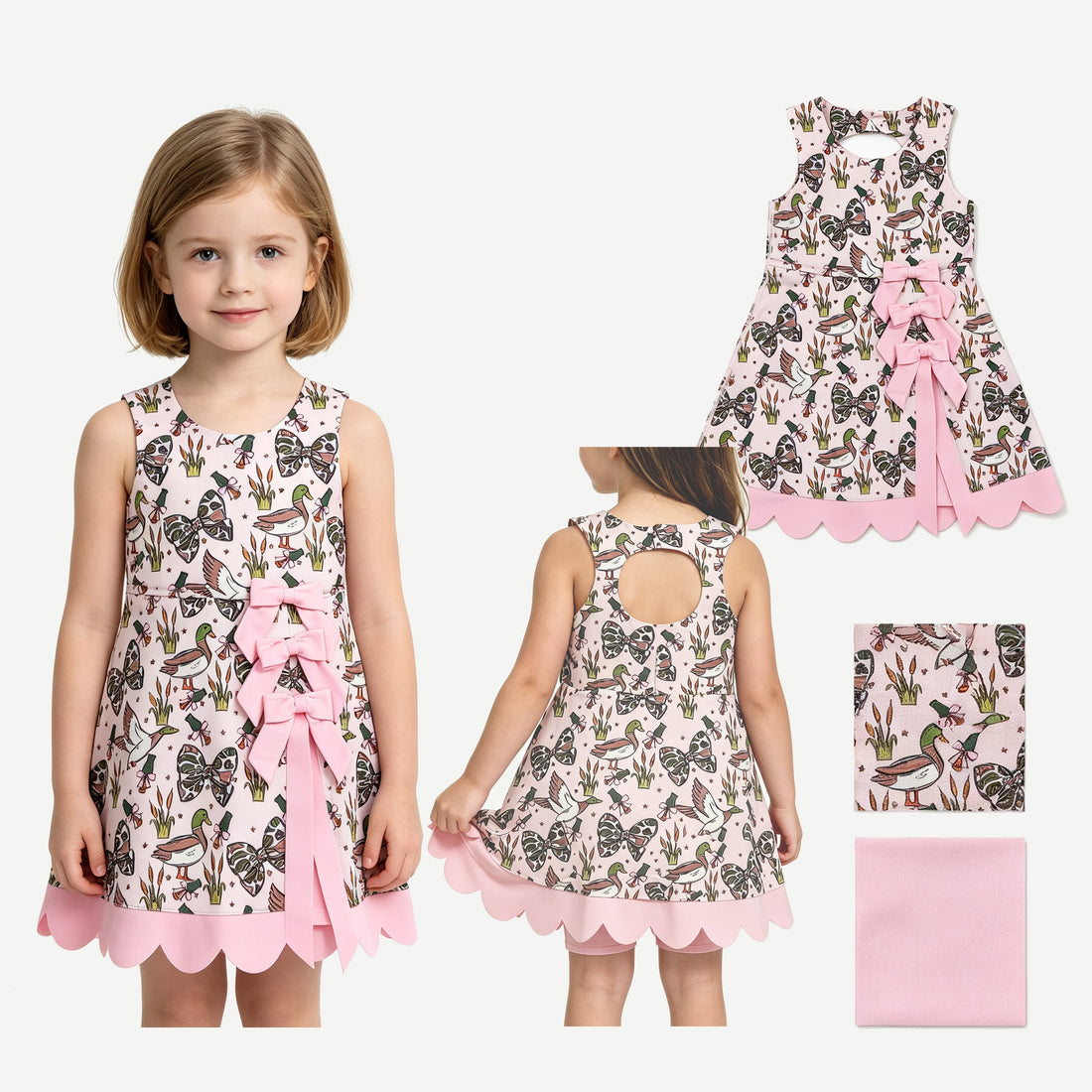 Sleeveless camo bow duck scallop girls&