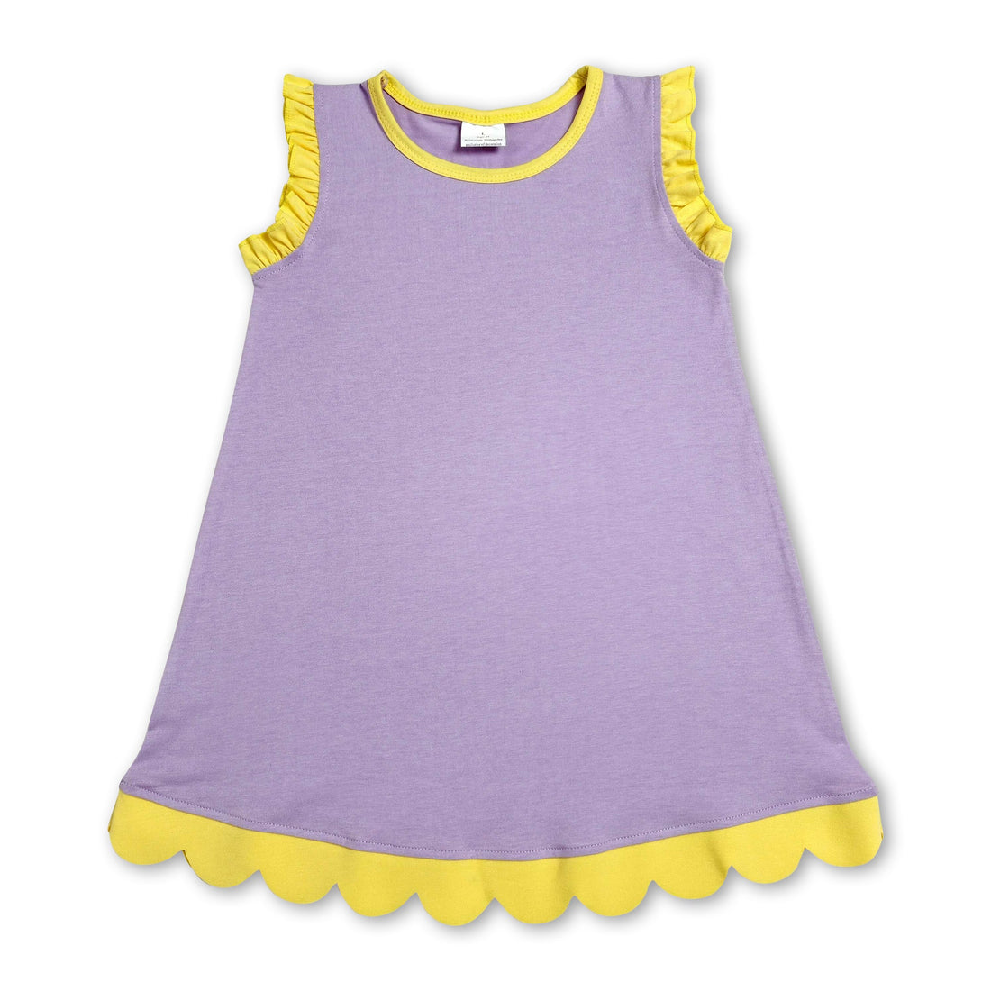 Yellow scallop ruffle sleeveless cotton girls&