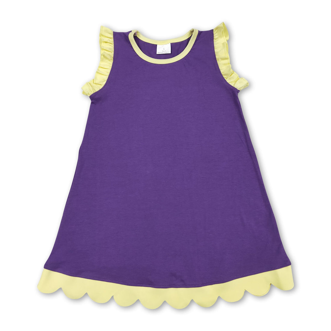 Yellow scallop ruffle sleeveless cotton girls&