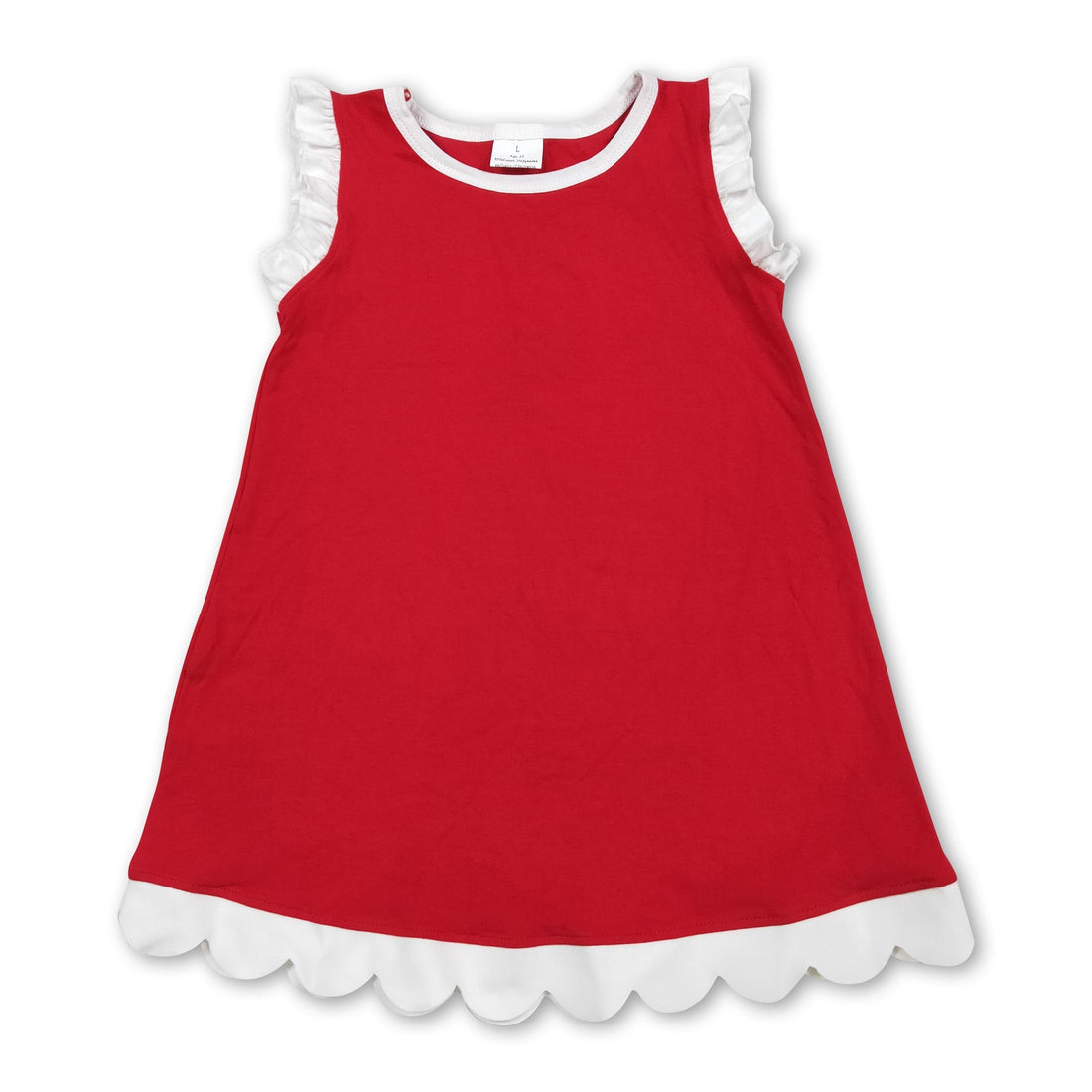 White scallop ruffle sleeveless cotton girls&
