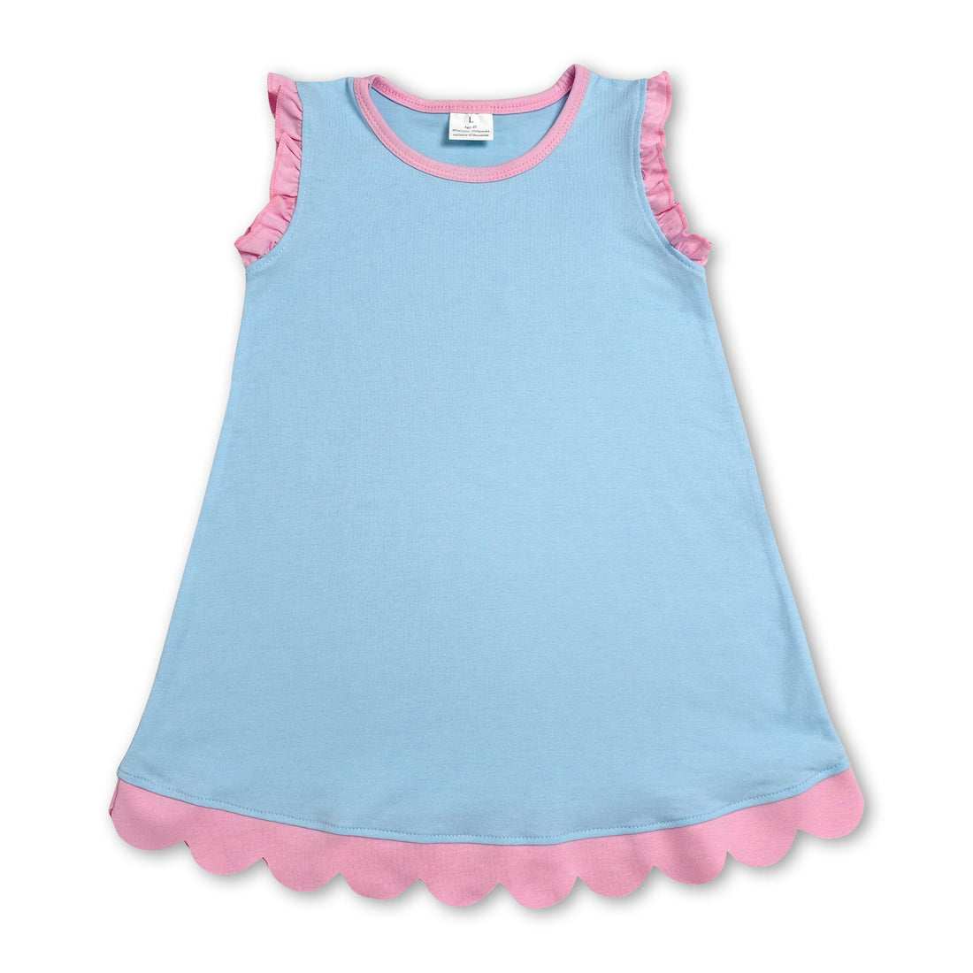 Pink scallop ruffle sleeveless light blue girls&