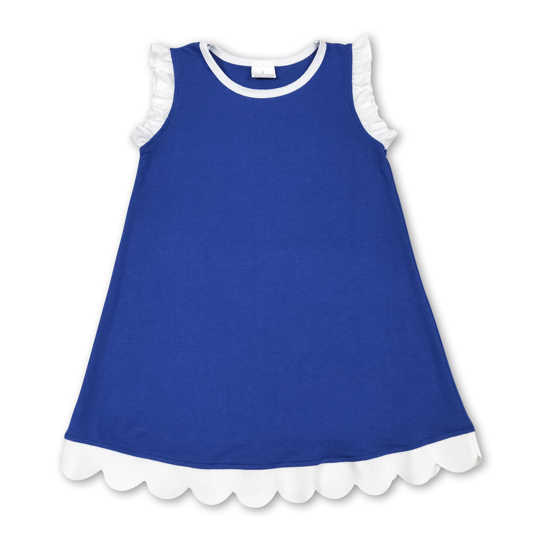 White scallop ruffle sleeveless cotton girls&
