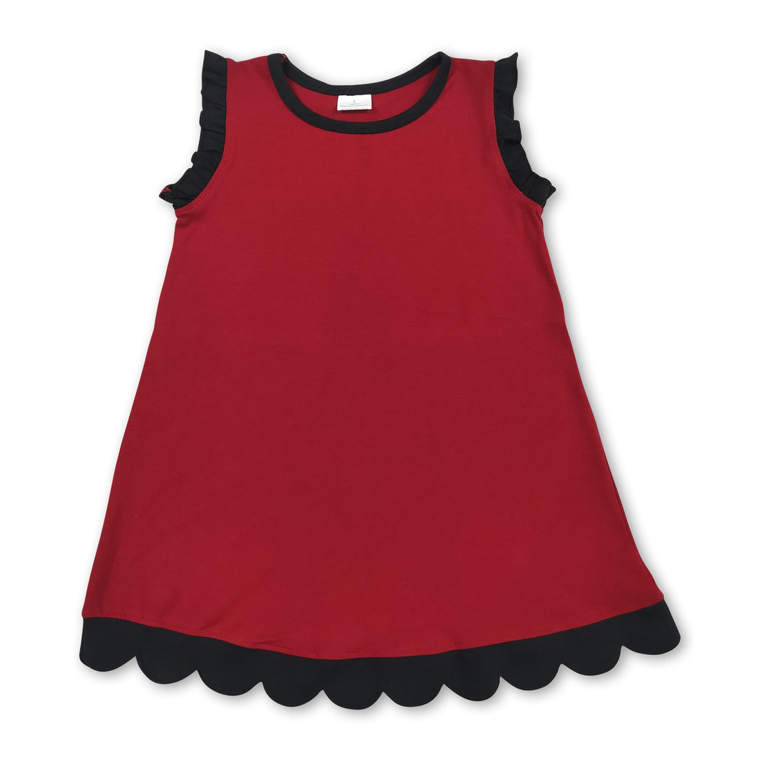 Black scallop ruffle sleeveless maroon girls&