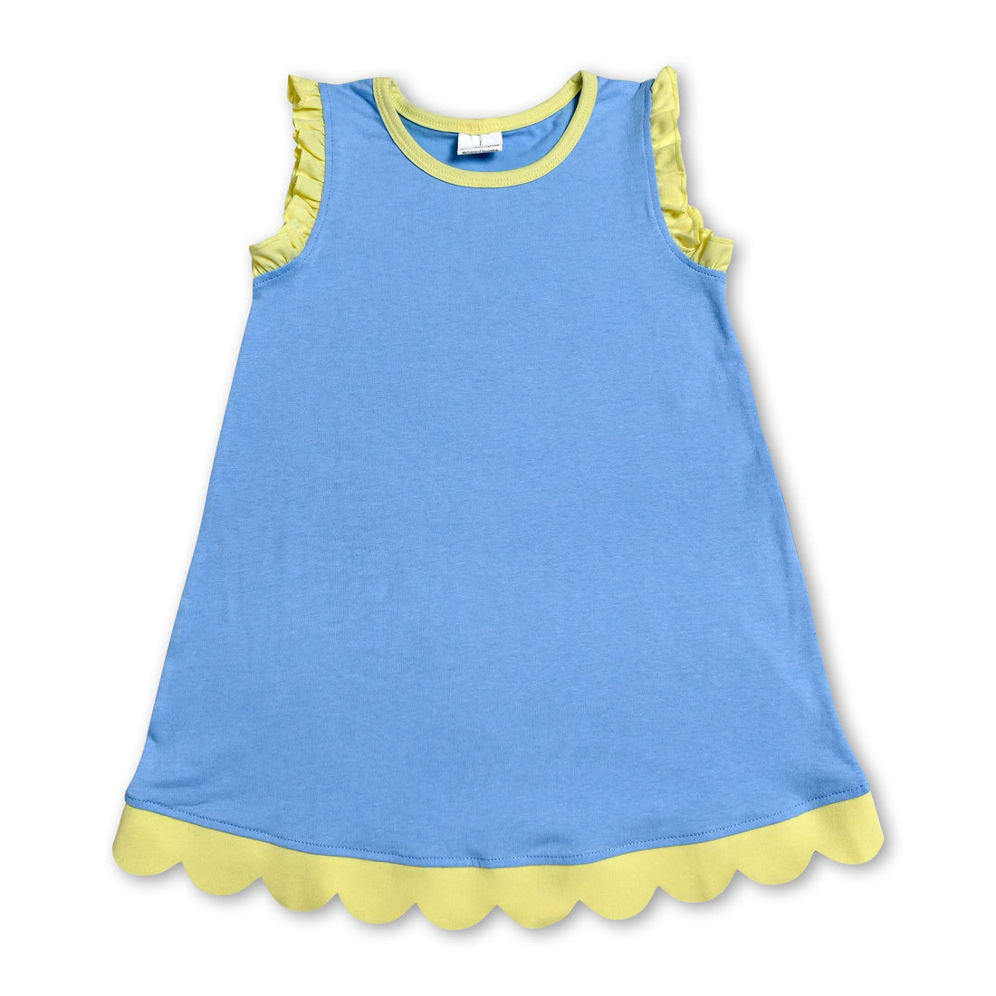 Yellow scallop ruffle sleeveless girls&
