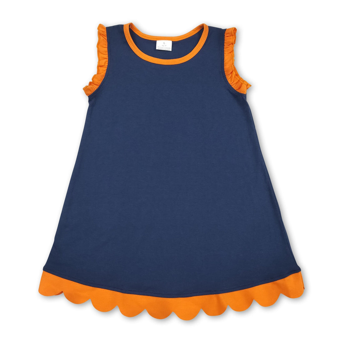 Orange scallop ruffle sleeveless cotton girls&