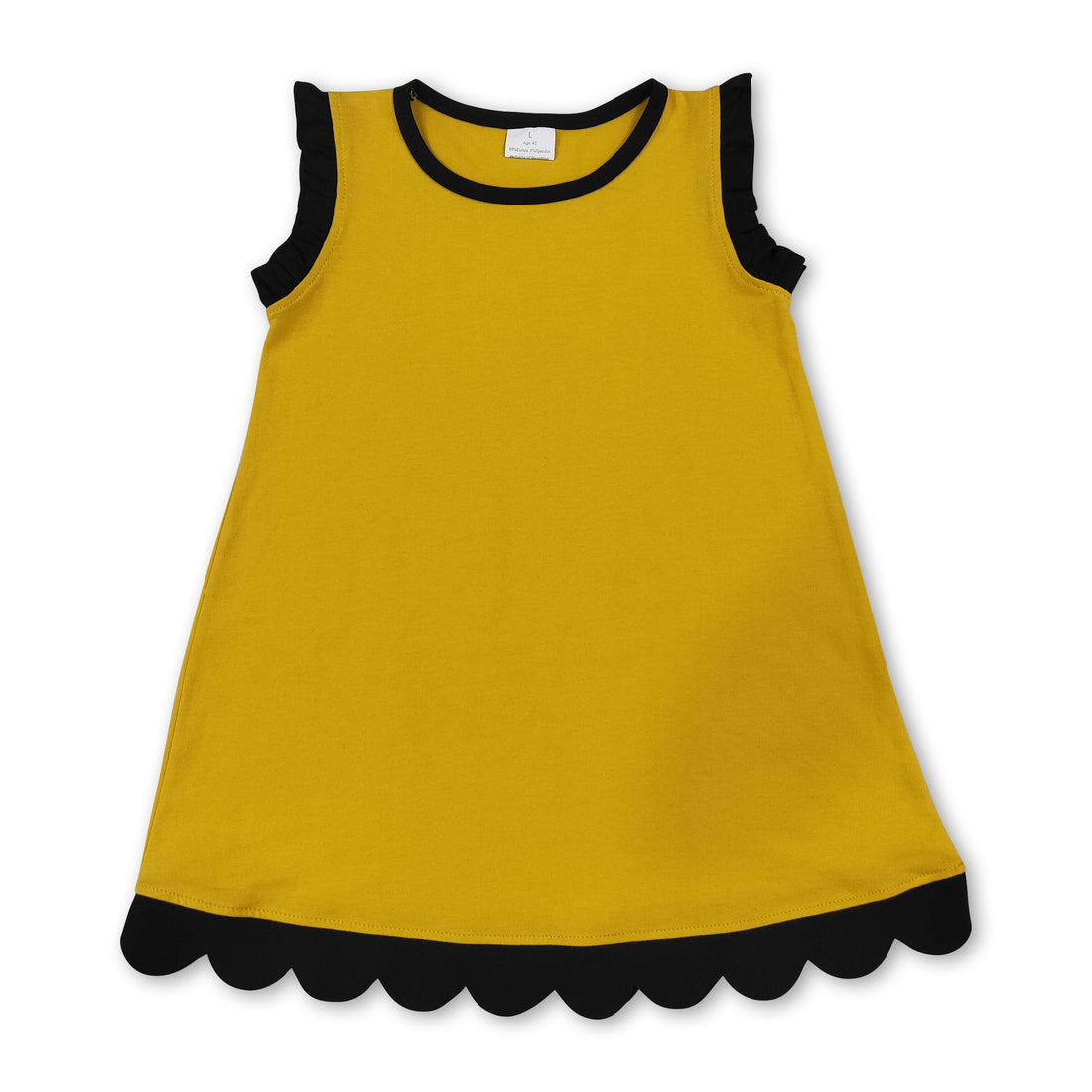 Black scallop ruffle sleeveless girls&