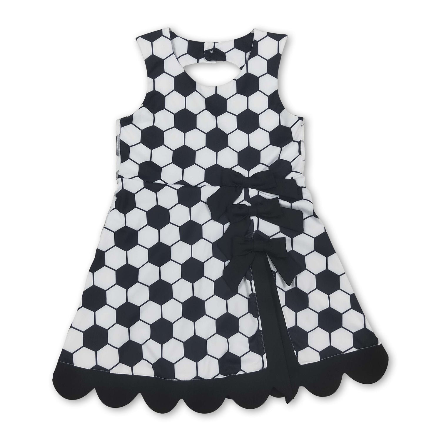 Sleeveless soccer bow kids girls athletic dresses