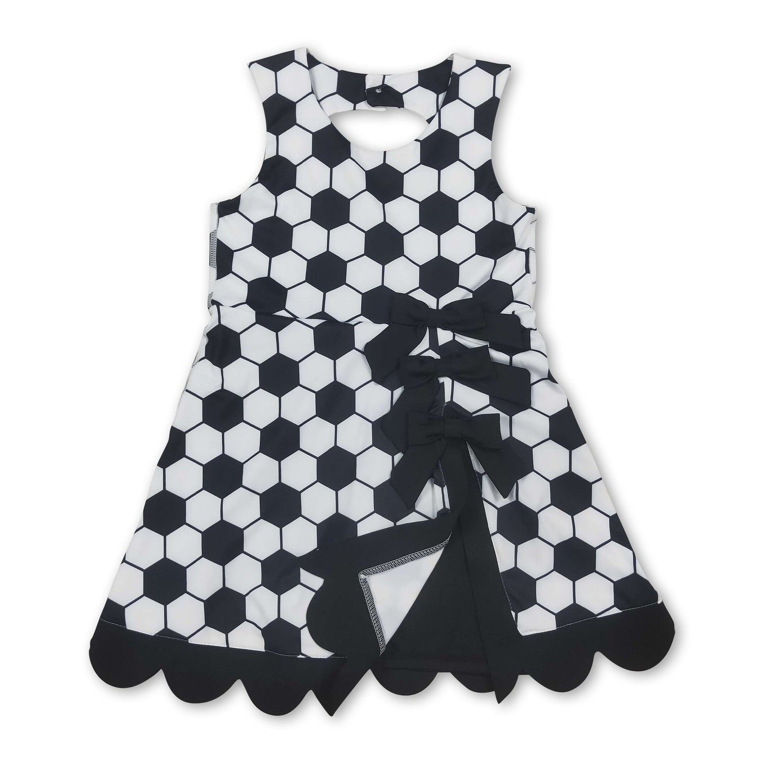 Sleeveless soccer bow kids girls athletic dresses