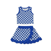 Blue plaid girls&