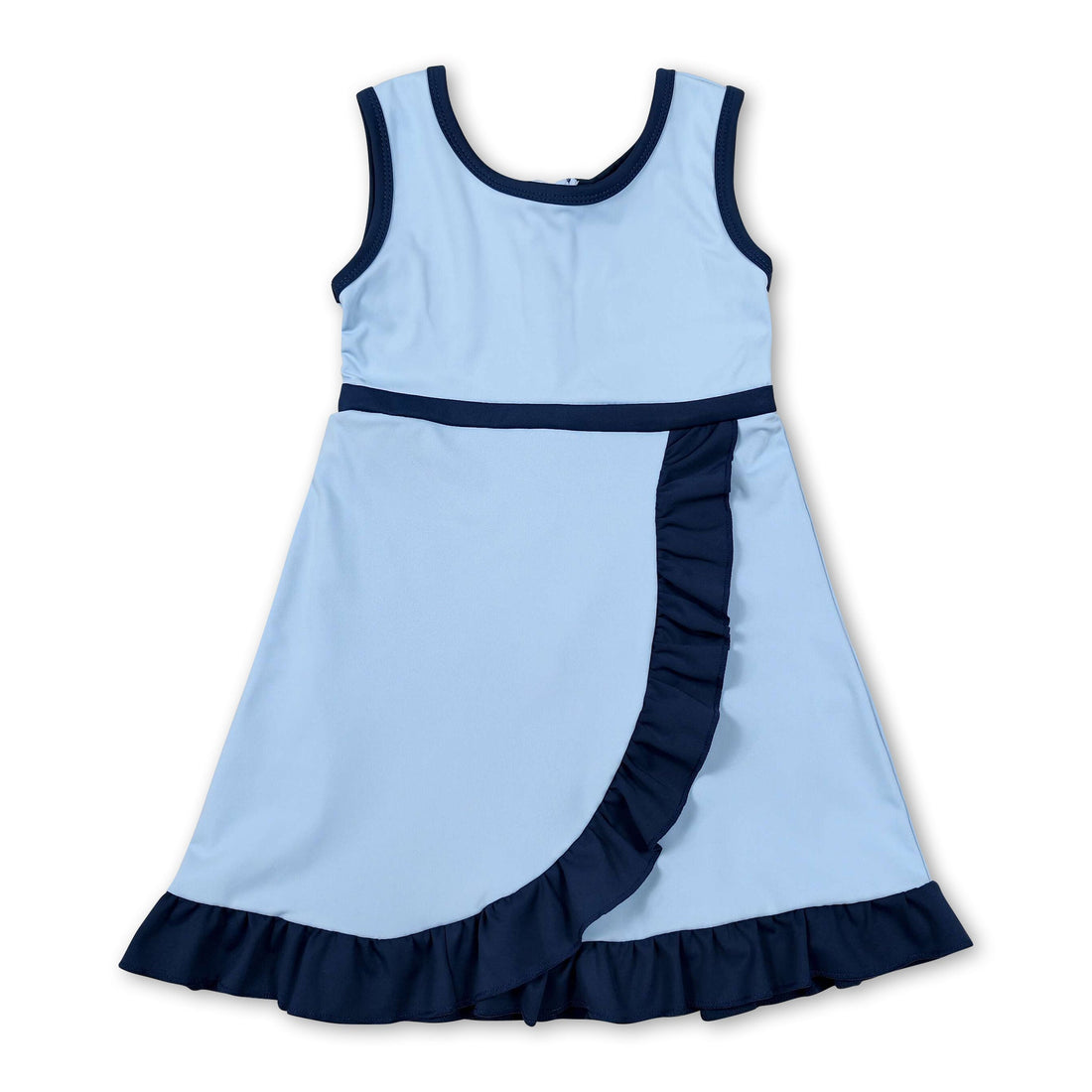 Sleeveless blue dog scallop girls&