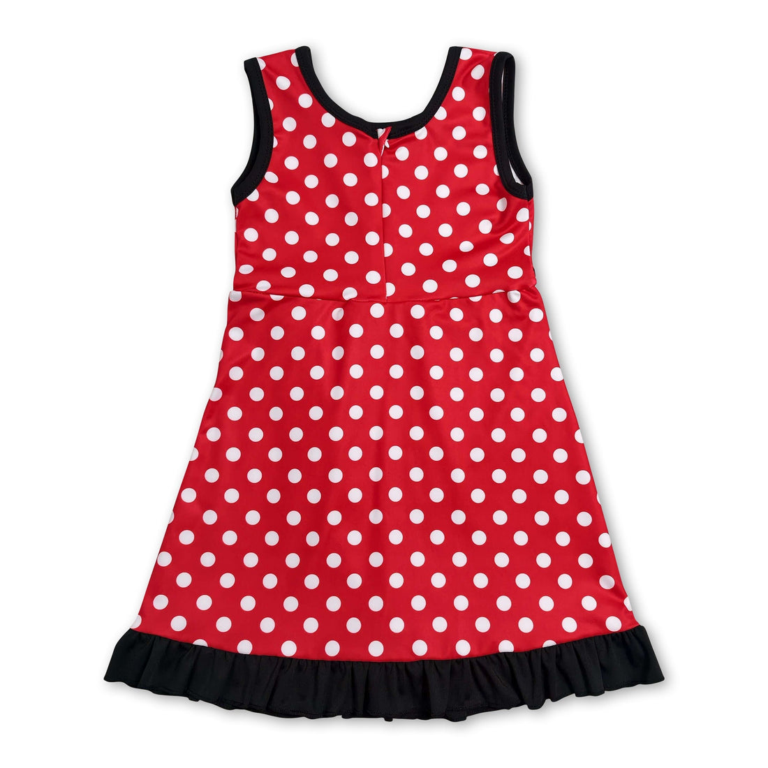 Mini Rodeo sleeveless polka dots mouse scallop kids girls athletic dress, short sleeve design with playful pattern and scalloped hem.