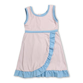Light pink sleeveless scallop detail kids girls athletic dress by Mini Rodeo, short sleeve design with a playful, comfortable fit.