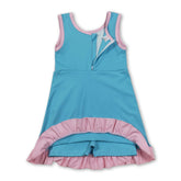 Aqua pink scallop sleeveless kids girls&