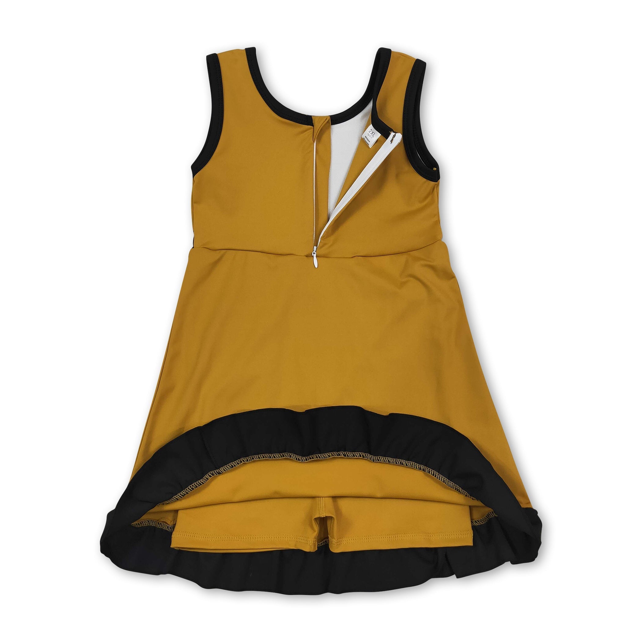 Sleeveless black scallop kids girls team athletic dress