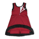 Maroon and black scallop sleeveless kids girls athletic dress by Mini Rodeo, featuring a short sleeve design and sporty style.