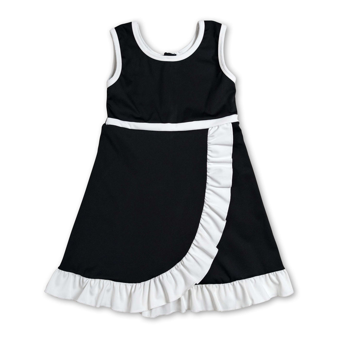Sleeveless black and white scallop girls&