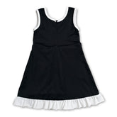 Sleeveless black and white scallop girls&